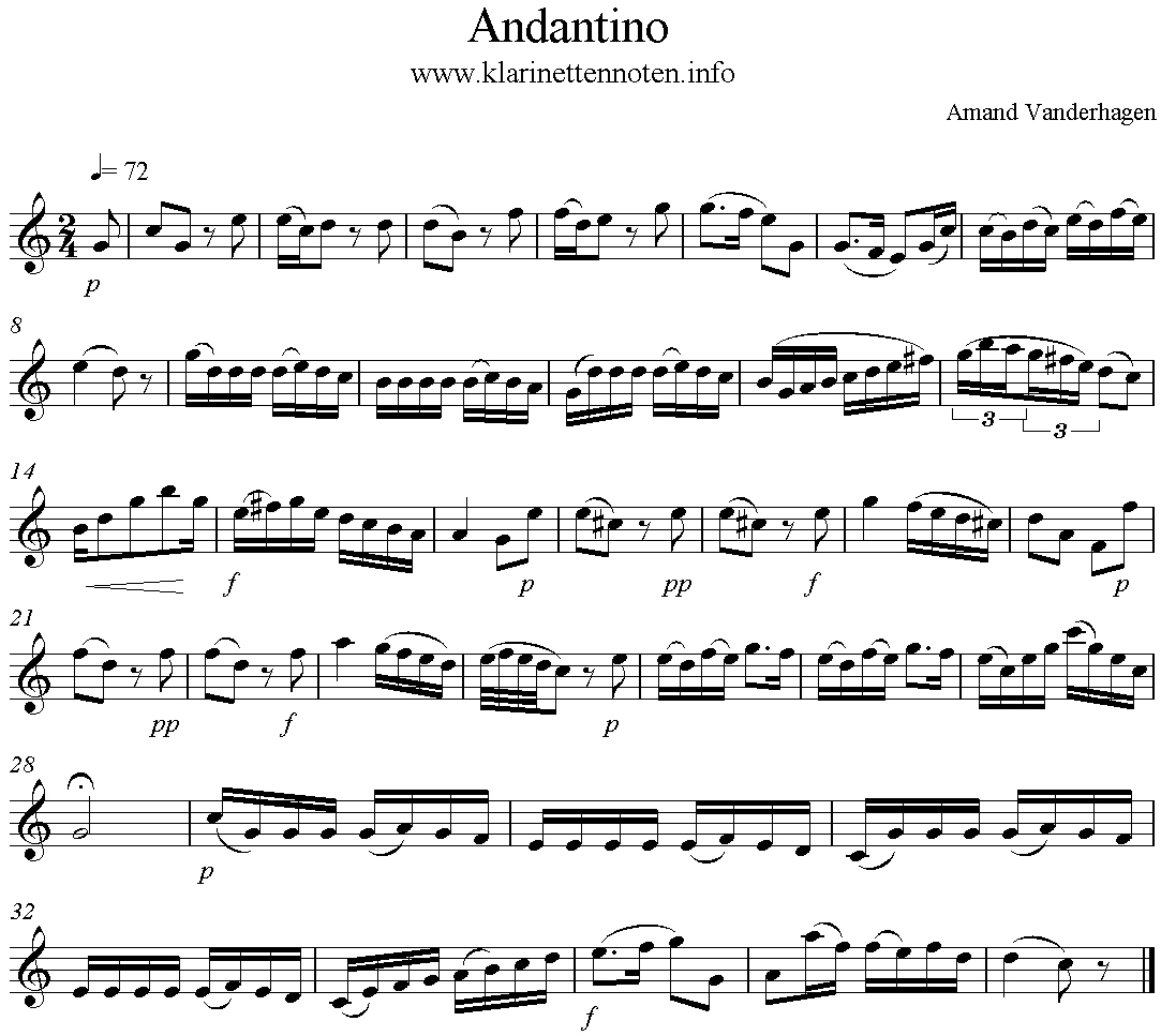 Amand Vanderhagen Clarinet etude Andantino